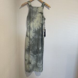 House of Harlow 1960 Tie-Dye Midi Dress in Gray and Cream